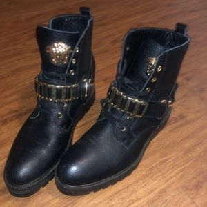 Gold with Black Leather Versace Boots “Rare Find”.